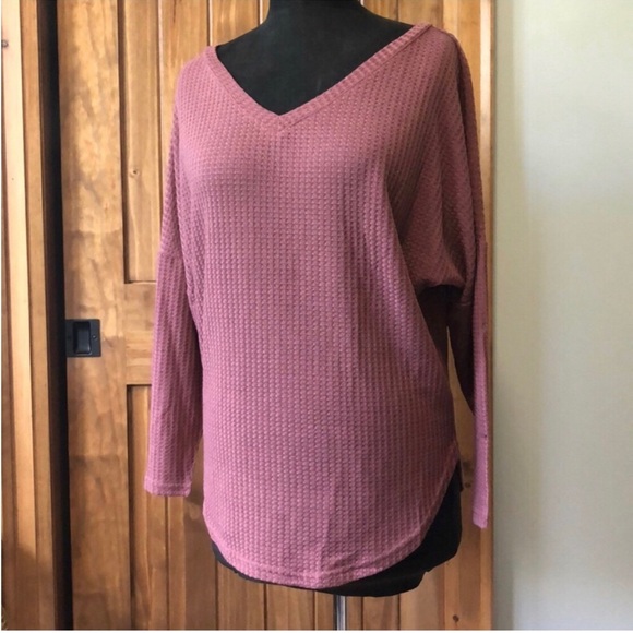 Mauve Waffle Material Slouchy Shrug Top, Size Medium, NWT - Picture 7 of 9
